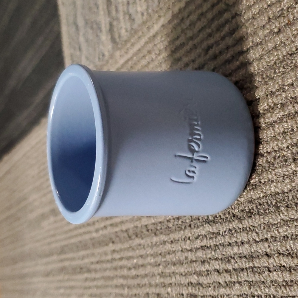 La Fermier Cermer Terra Cotta Yogurt Pot Blue Glazed Ceramic
